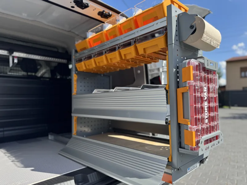 StoreVan Shelving Unit on a Pull-Out Platform
