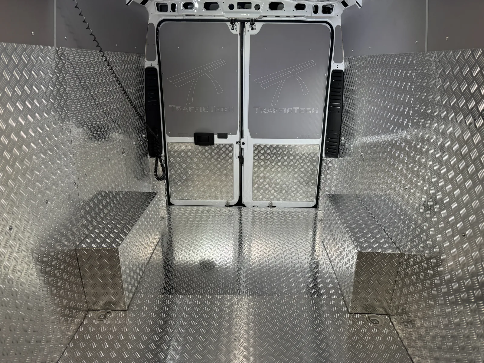 Heavy-duty Fiat Ducato L4H2 fit-out with checker plate for Traffic Tech