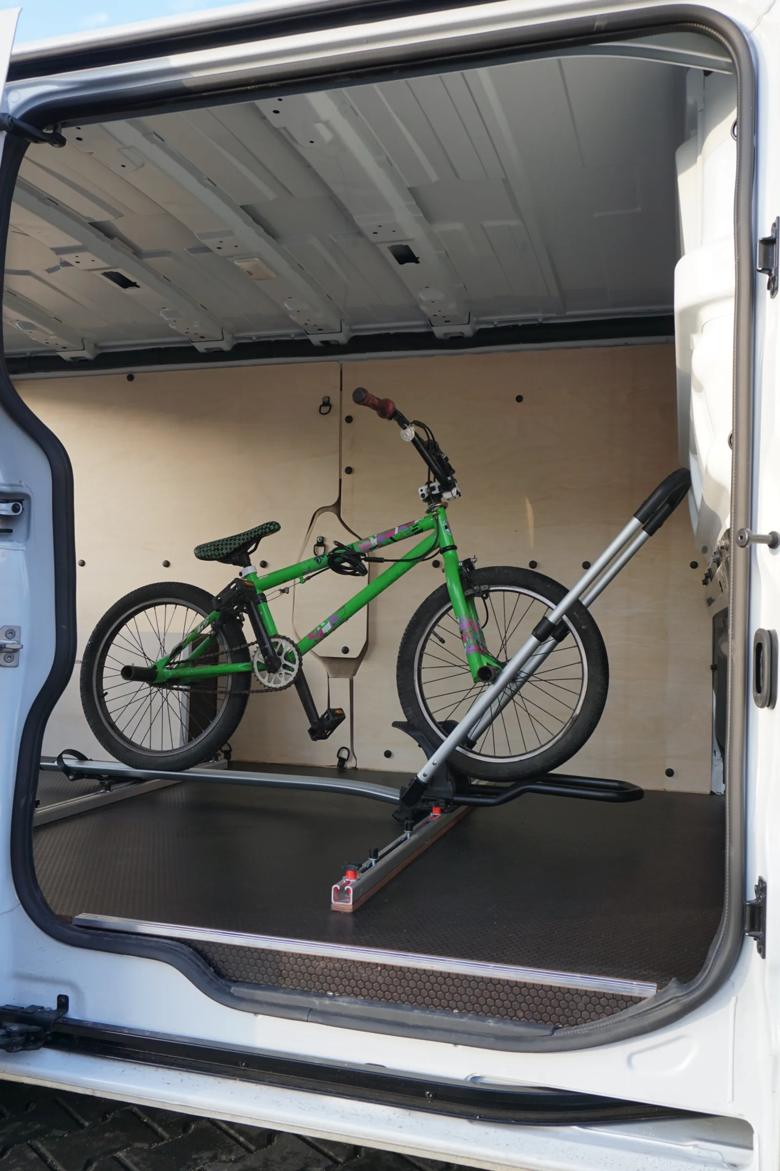 Van fit-out for Renault Trafic with a bike rack