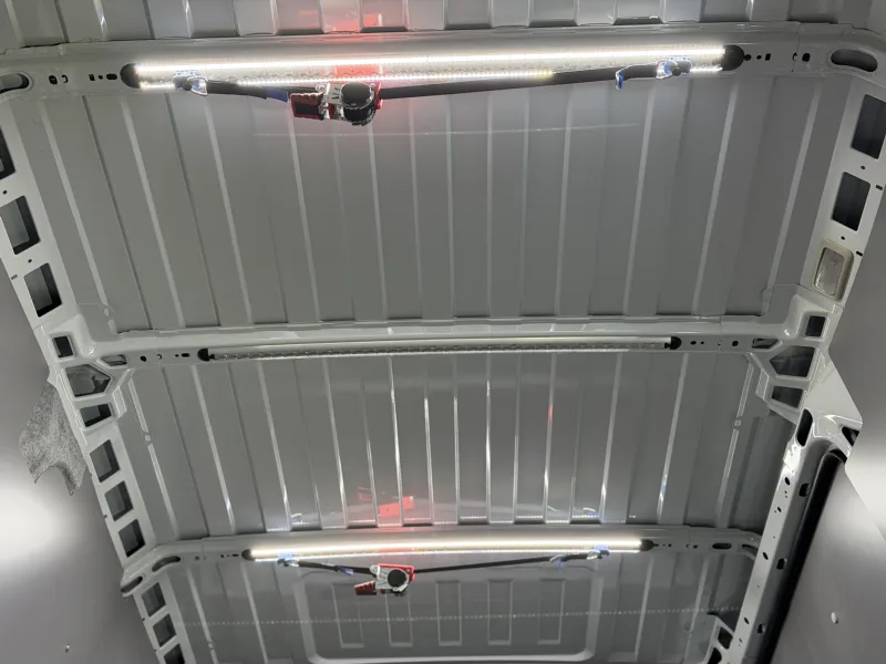 Airline rails and LED lighting