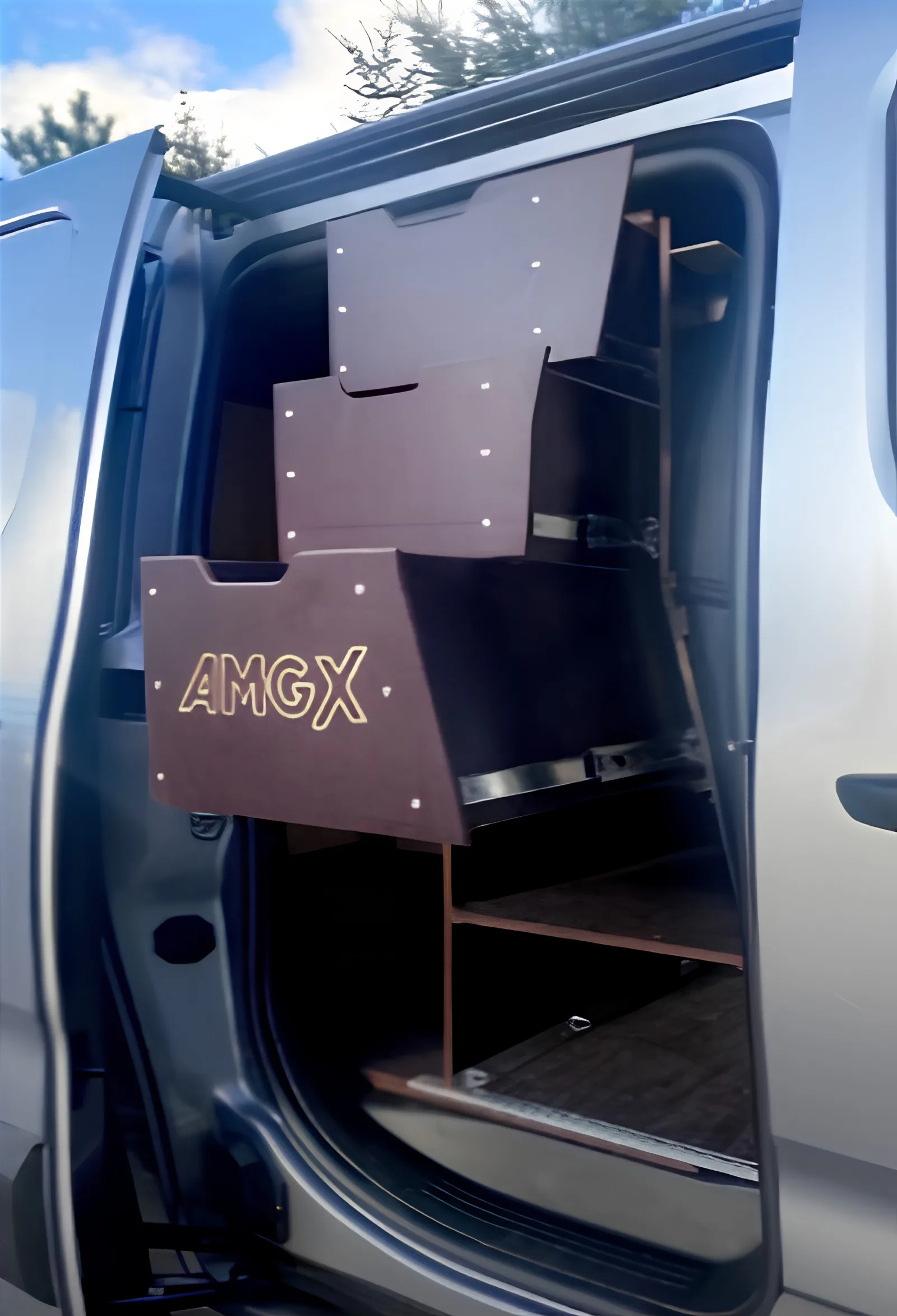 Peugeot Partner van fit-out with shelving unit and side drawers