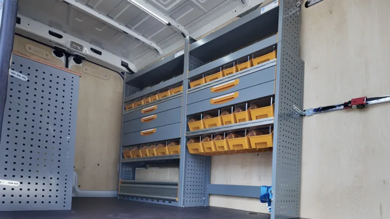 Store Van shelving system and work surface