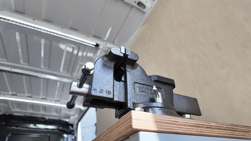 Store Van shelving system and work surface